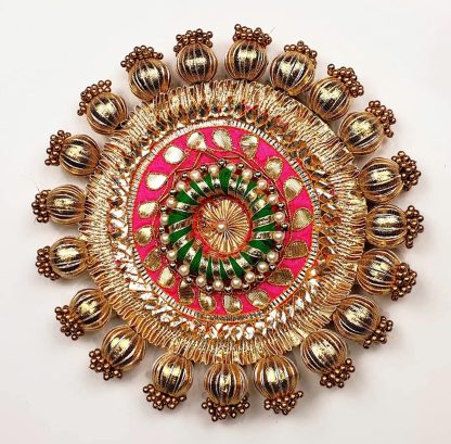 Gold & Pink Wooden Rangoli Set - Diwali Decor - Image 3