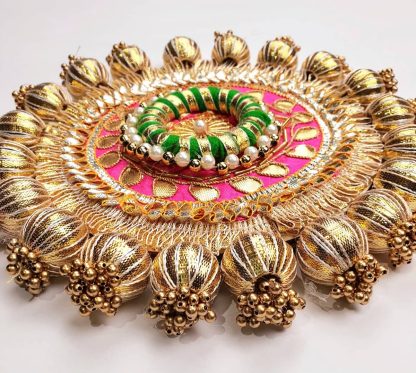 Gold & Pink Wooden Rangoli Set - Diwali Decor - Image 5