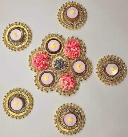 Rangoli for Diwali with Tealight Holders - Diwali Decoration Set
