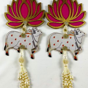 Lotus & Pichwai Cow Wall Hanging Set of 2