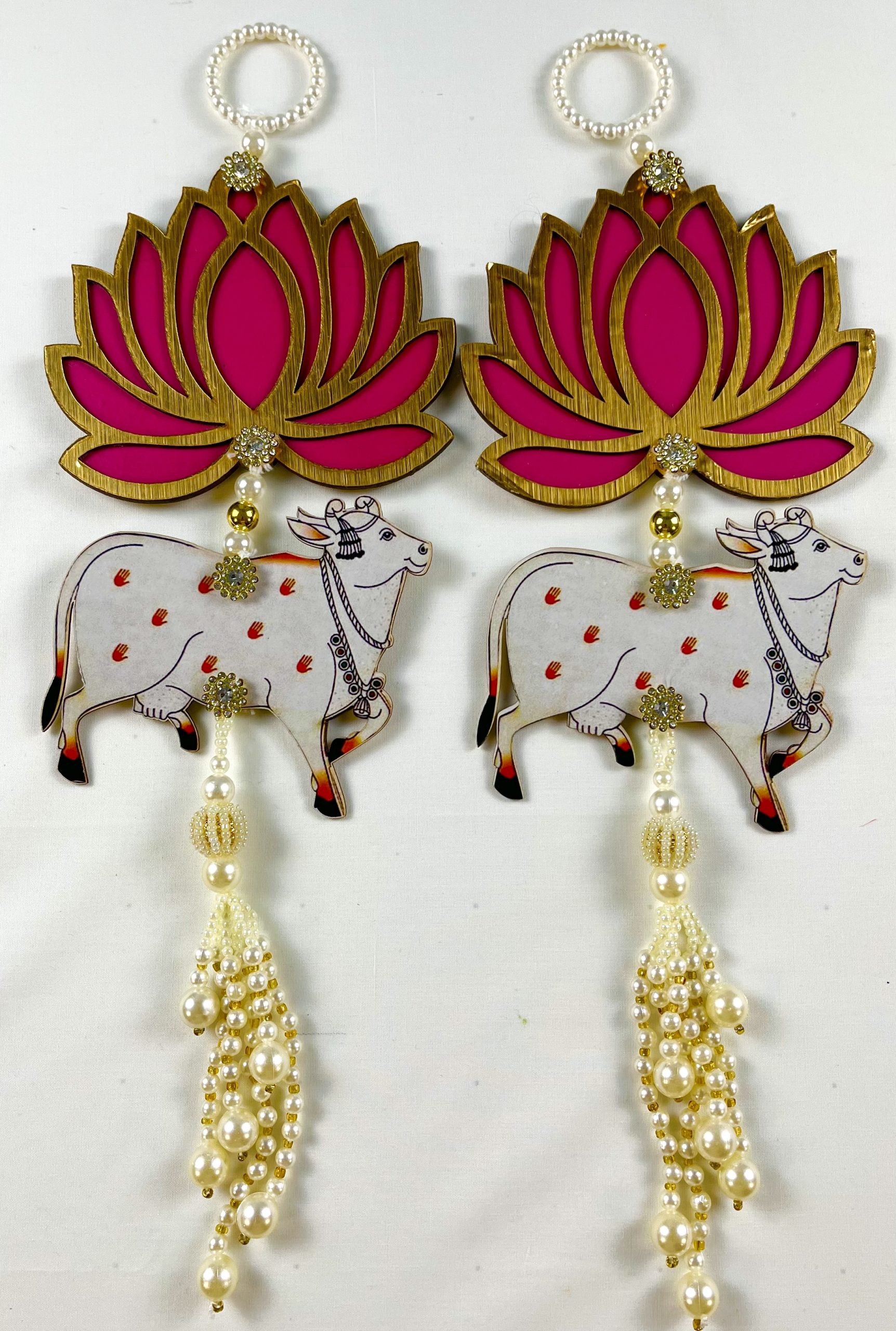 Lotus & Pichwai Cow Wall Hanging Set of 2