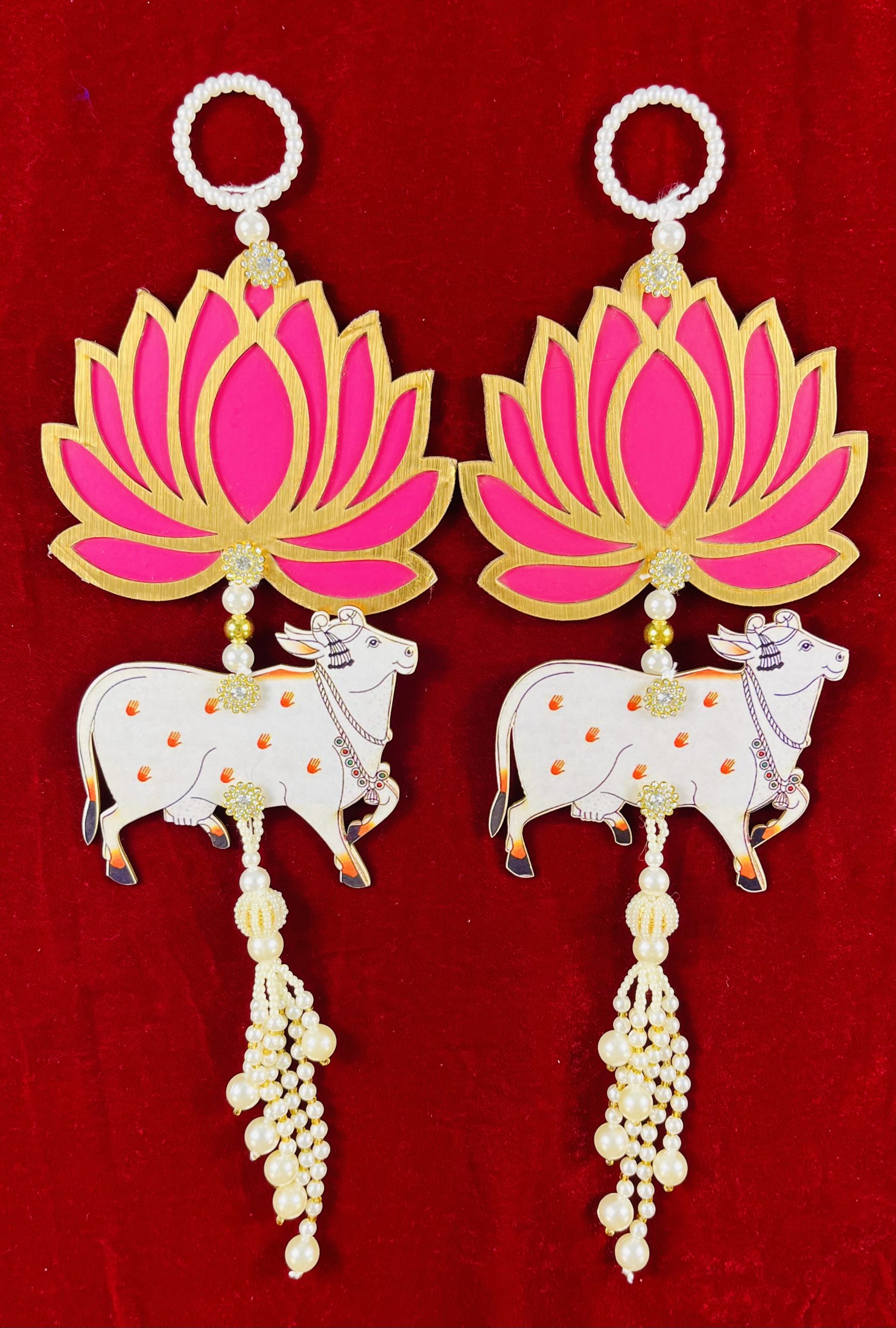 Lotus & Pichwai Cow Wall Hanging | Indian Festive Decor - Image 3