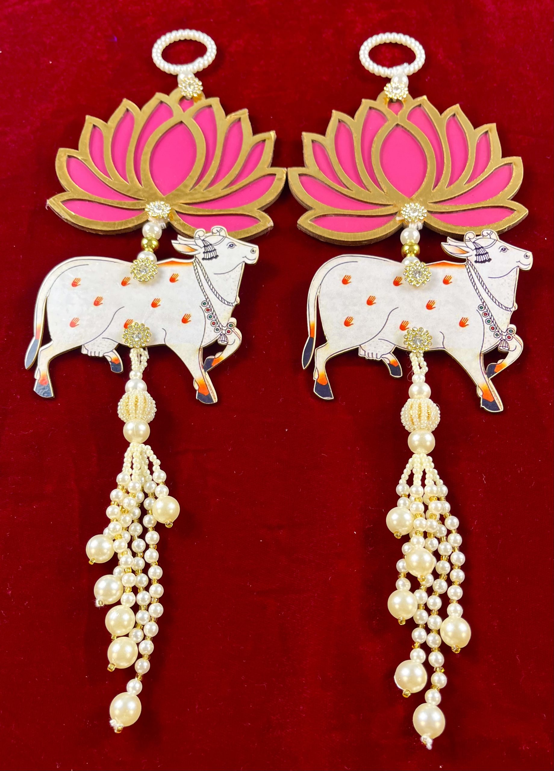 Lotus & Pichwai Cow Wall Hanging | Indian Festive Decor - Image 4