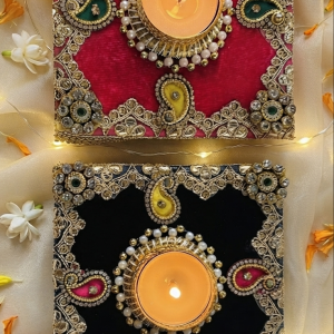Decorative diya holder set for Diwali and festive decor