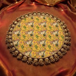 Pichwai Wooden Rangoli Platter