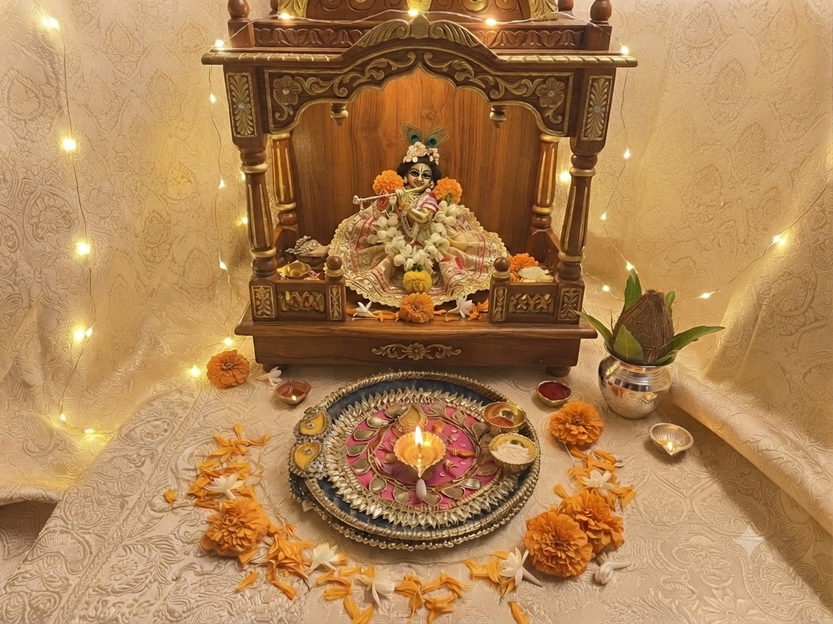 Decorative Aarti Thali - Indian Puja & Tilak Plate - Image 4