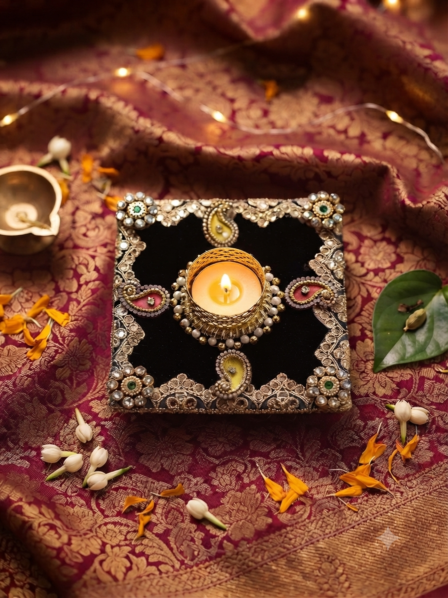 Decorative diya holder set for Diwali and festive decor