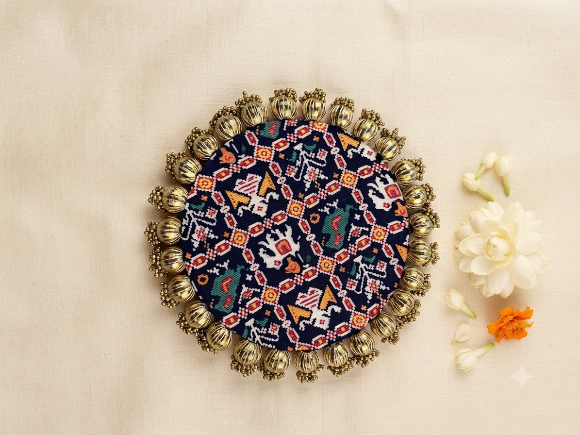 Patola Print Wooden Rangoli Platter – 10 inch