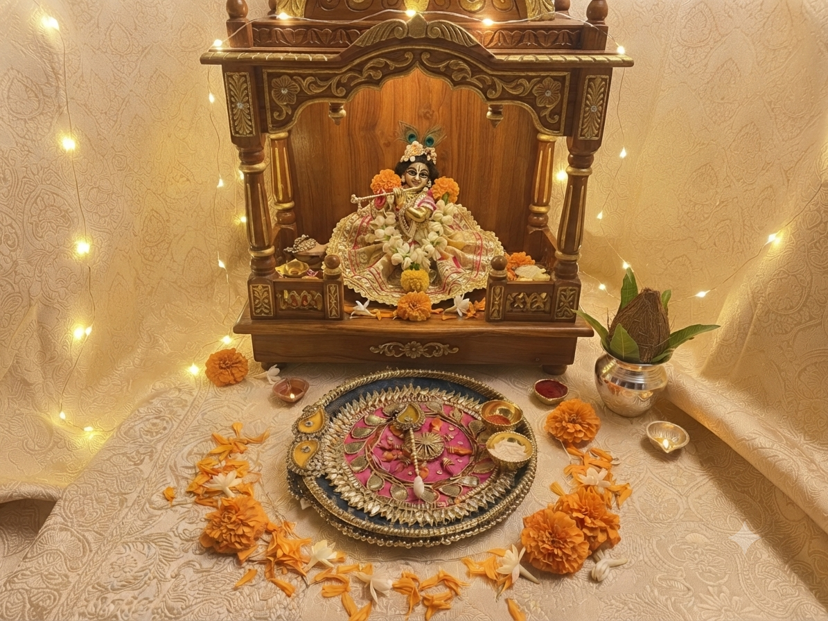 Decorative Aarti Thali - Indian Puja & Tilak Plate - Image 2