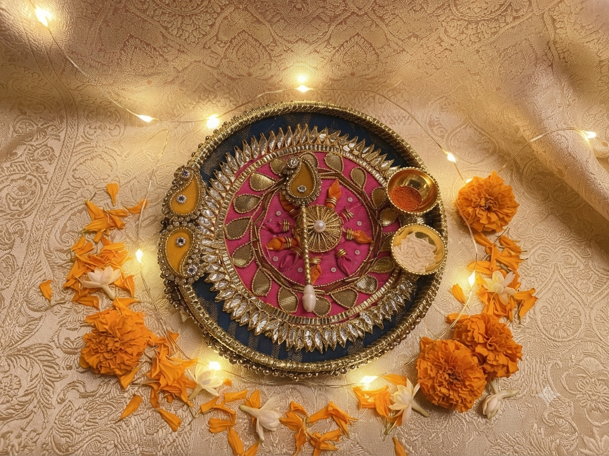 Decorative Aarti Thali – Indian Puja & Tilak Plate